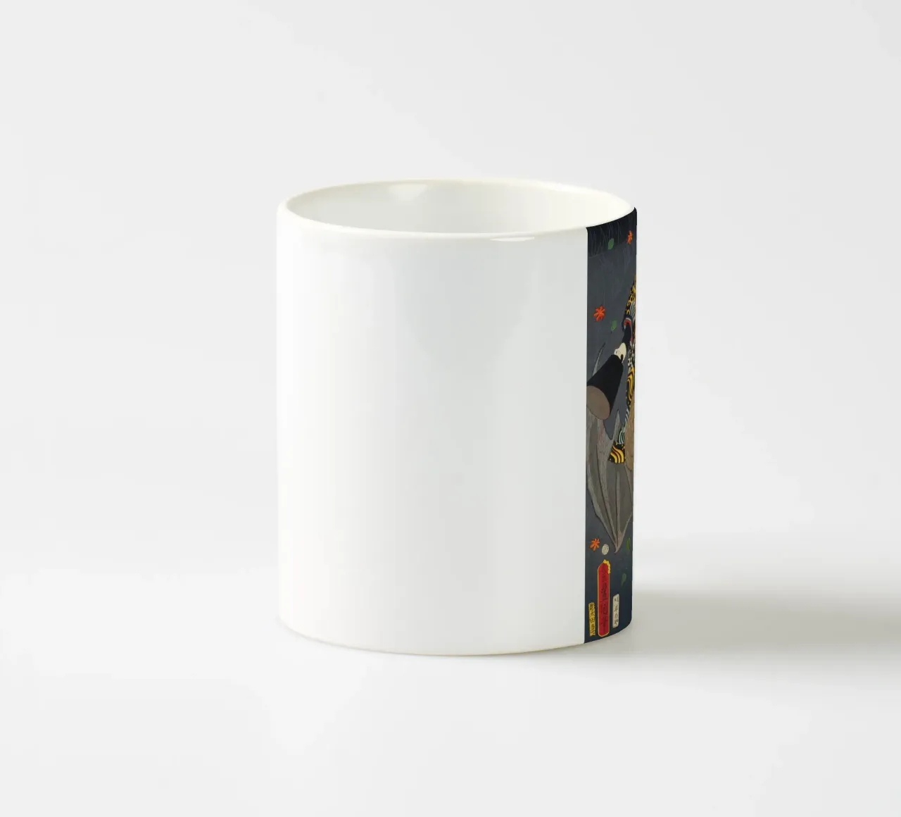 Ronin chevauchant une chauve-souris géante - Ancien art japonais Ukiyo-e mug en céramique de Masterpieces Of Japanese Art