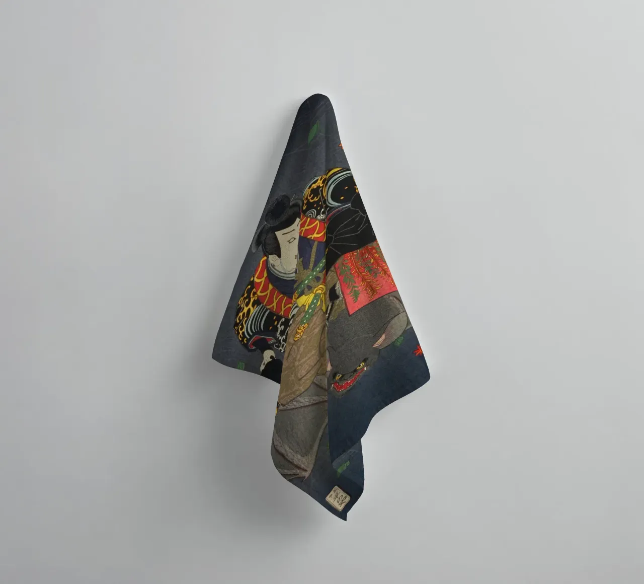 Ronin chevauchant une chauve-souris géante - Ancien art japonais Ukiyo-e serviette de bain de Masterpieces Of Japanese Art