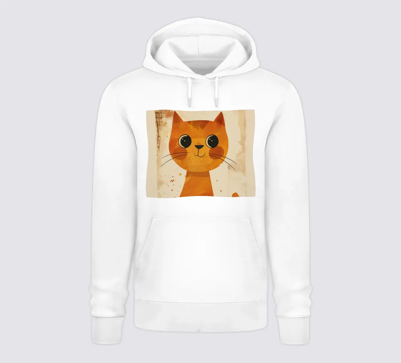 gatto arancione brillante e allegro con occhi grandi e muso felice felpa con cappuccio da DesignDoodle