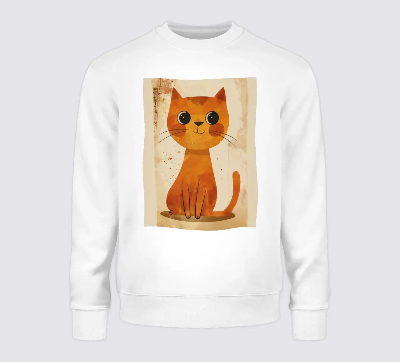 gatto arancione brillante e allegro con occhi grandi e muso felice felpa da DesignDoodle