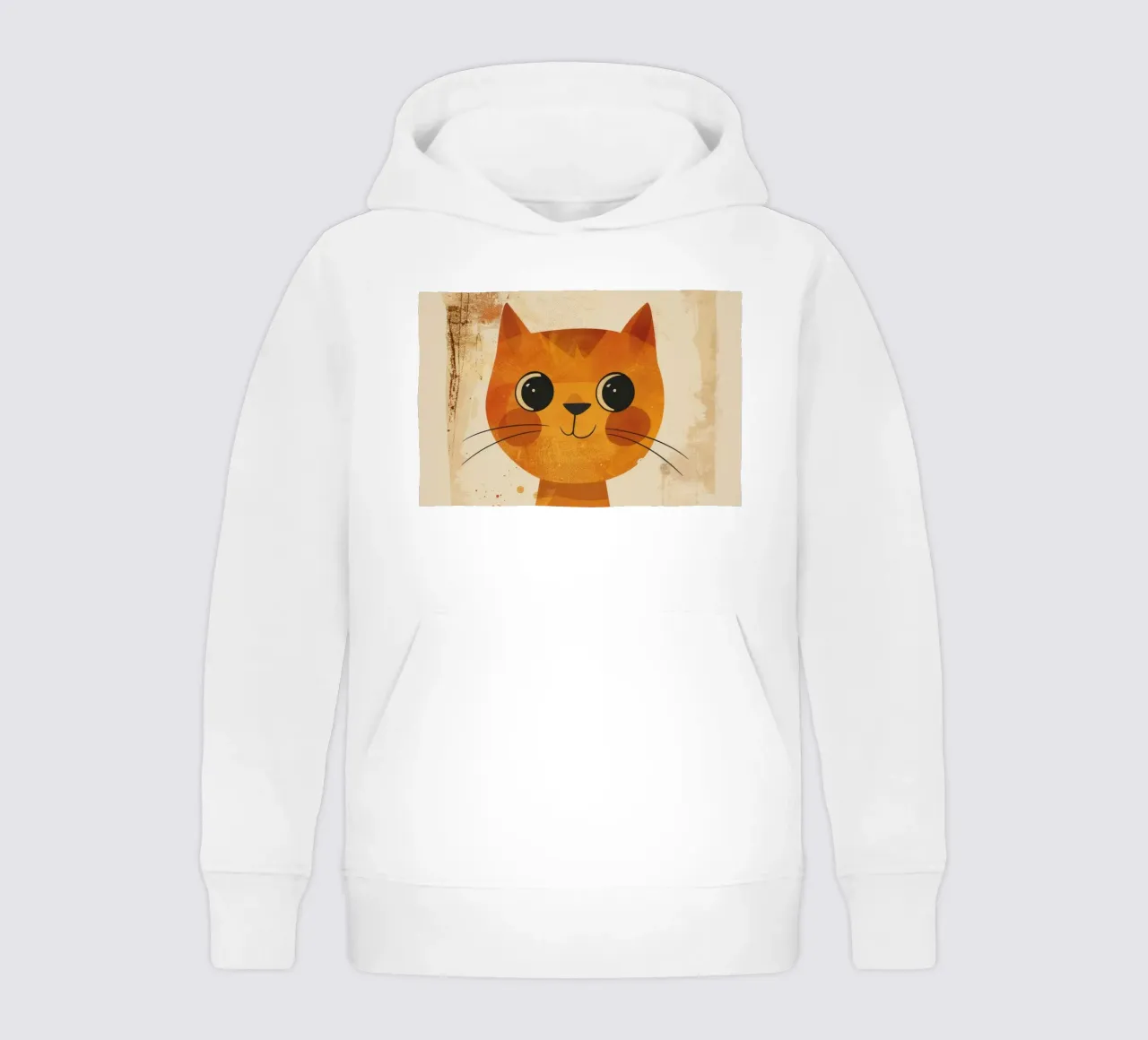 bright and cheerful orange cat with big eyes and happy face kids hoodie by DesignDoodle