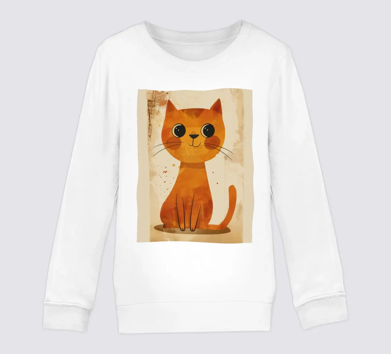 gatto arancione brillante e allegro con occhi grandi e muso felice felpa bambino da DesignDoodle
