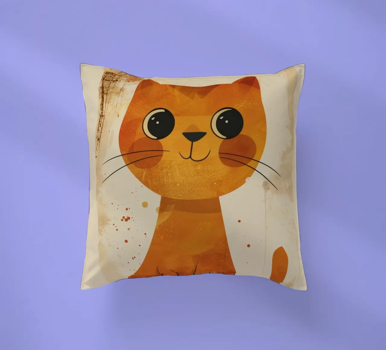 gatto arancione brillante e allegro con occhi grandi e muso felice cuscino da DesignDoodle