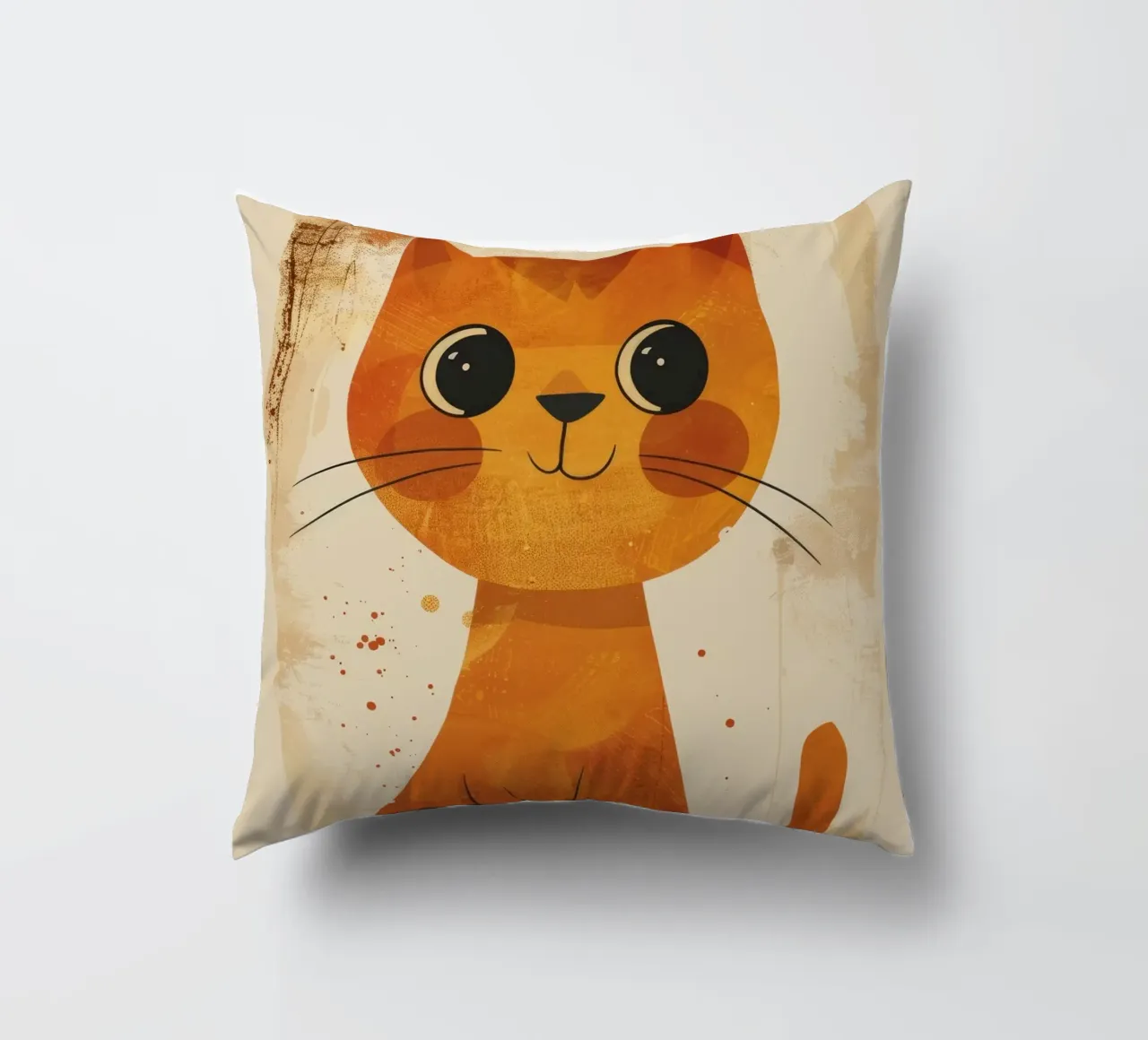 gatto arancione brillante e allegro con occhi grandi e muso felice cuscino da DesignDoodle