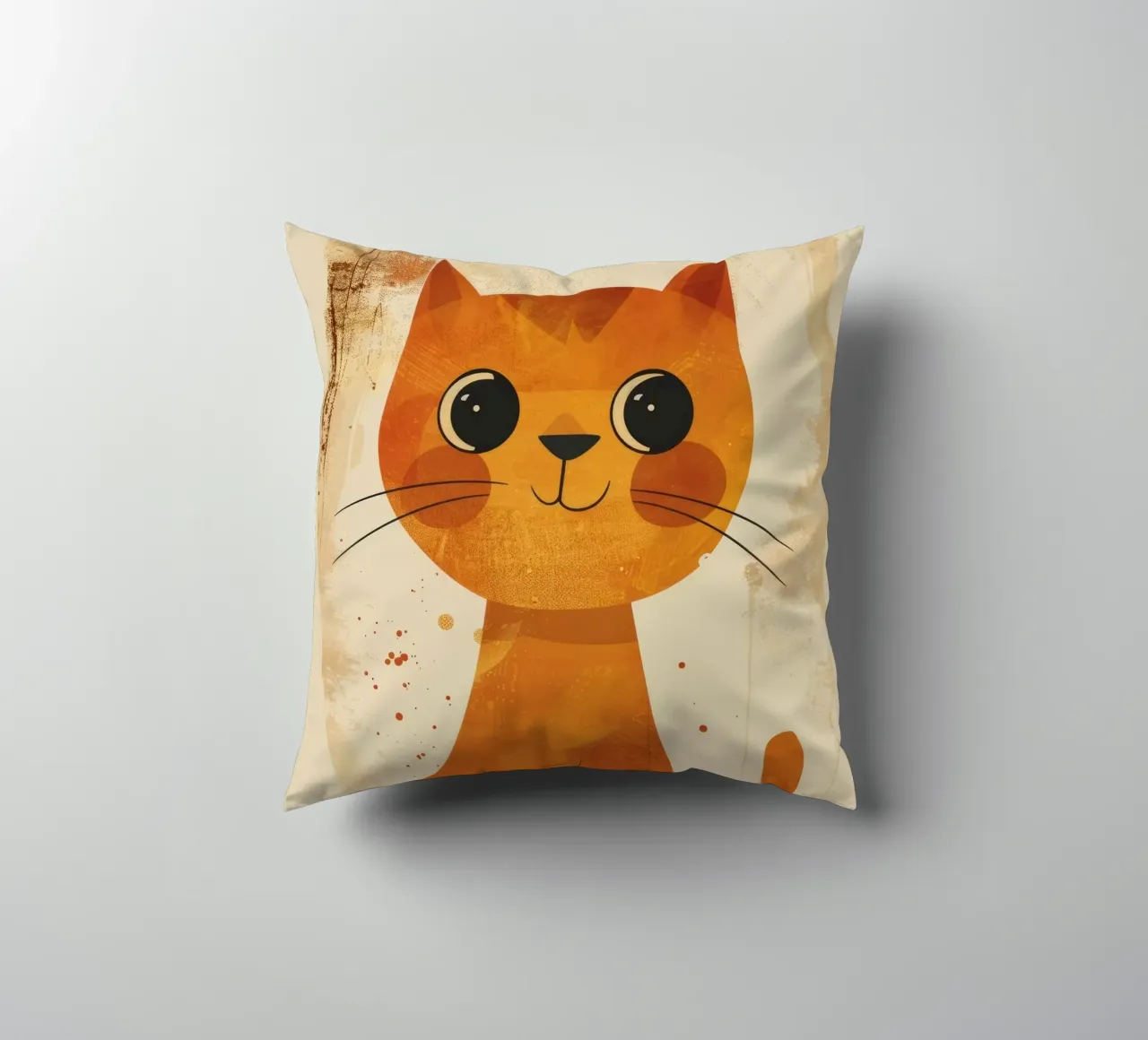 gatto arancione brillante e allegro con occhi grandi e muso felice cuscino da DesignDoodle