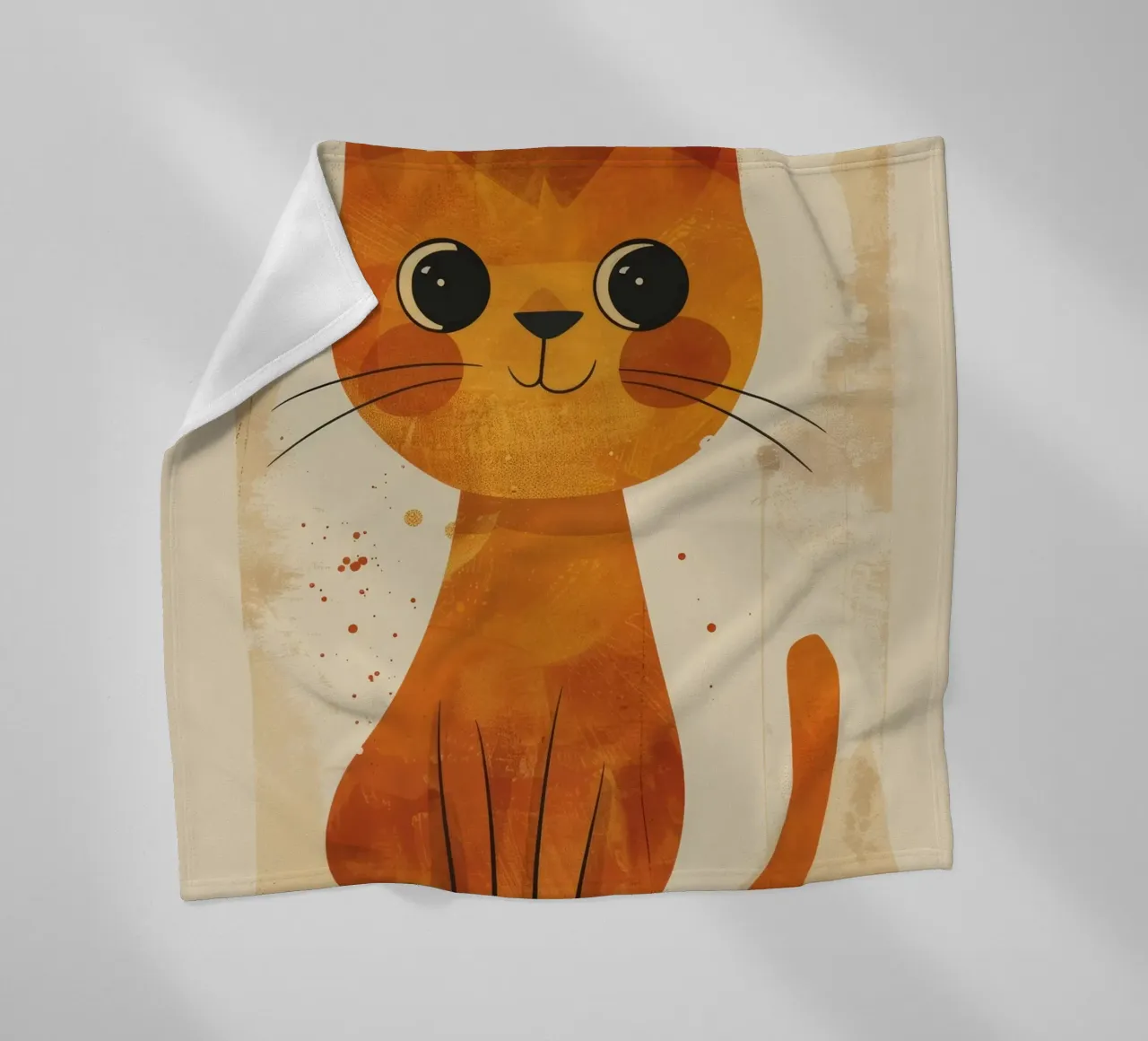 chat orange vif et joyeux avec de grands yeux et un visage heureux plaid polaire de DesignDoodle