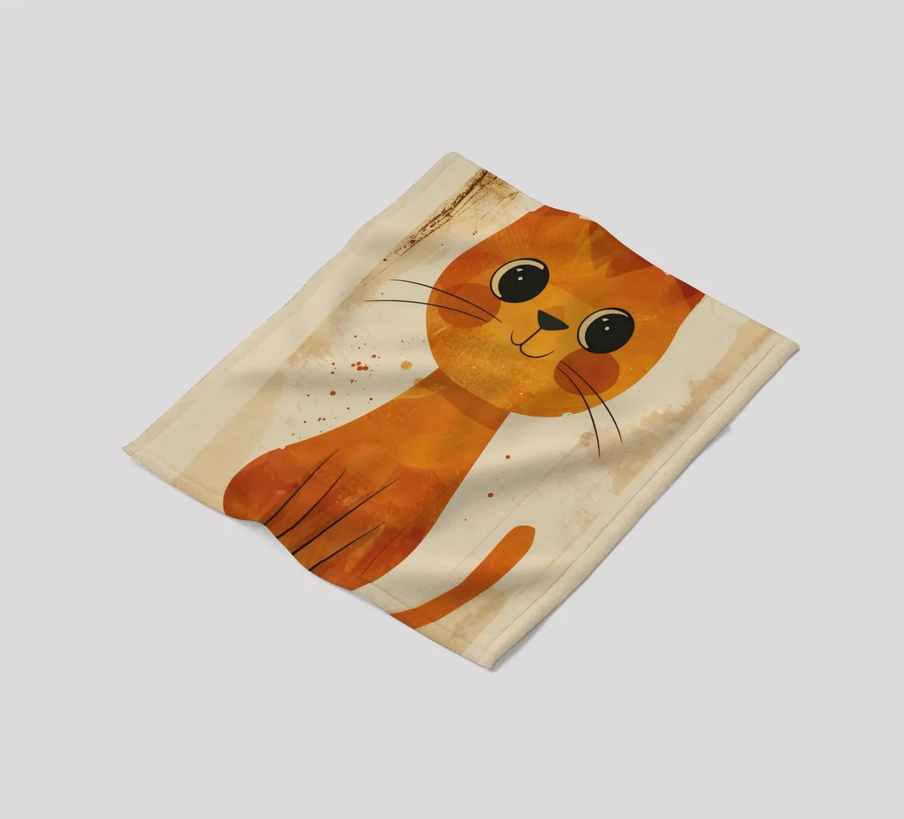 chat orange vif et joyeux avec de grands yeux et un visage heureux plaid polaire de DesignDoodle