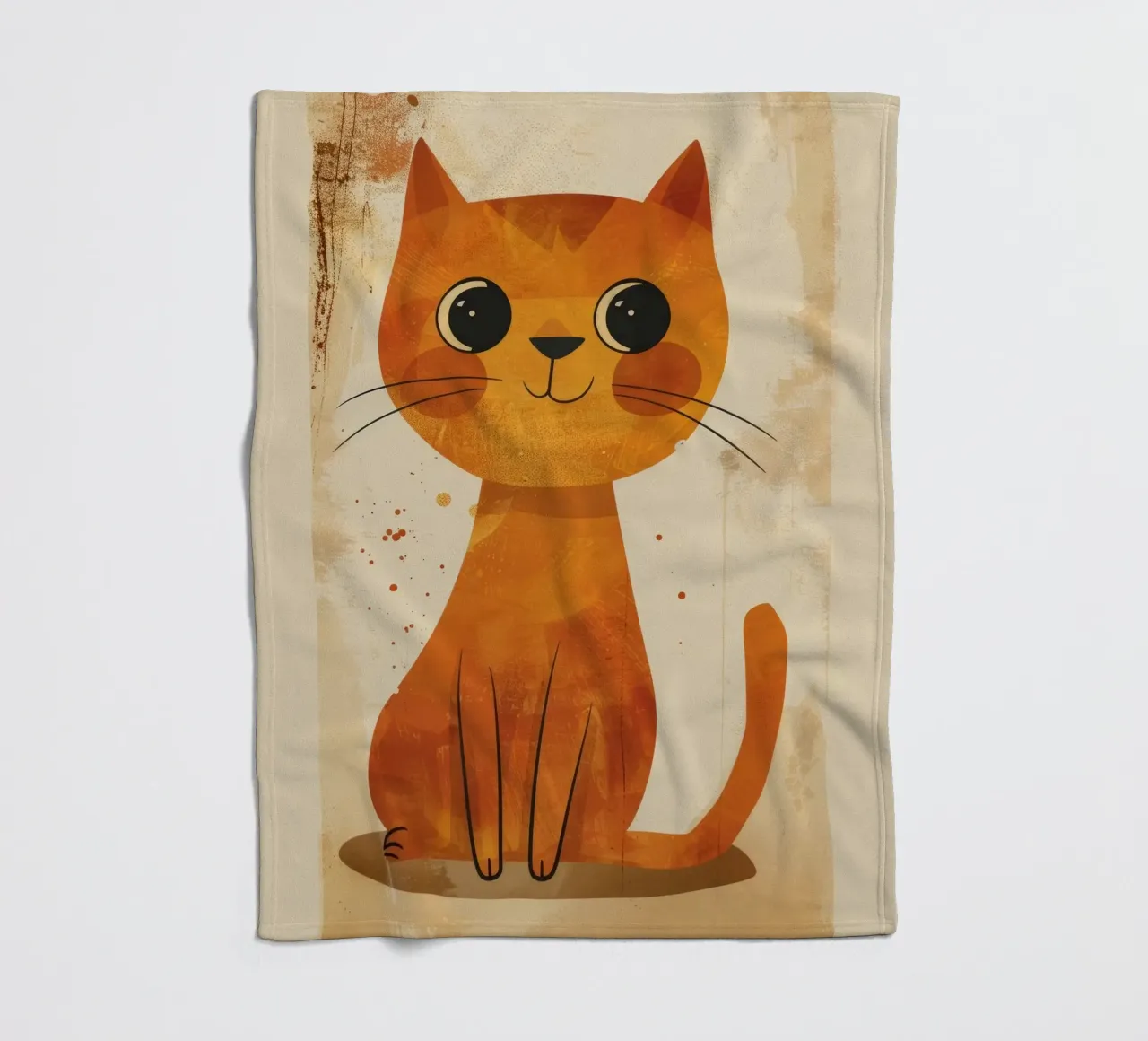 chat orange vif et joyeux avec de grands yeux et un visage heureux plaid polaire de DesignDoodle