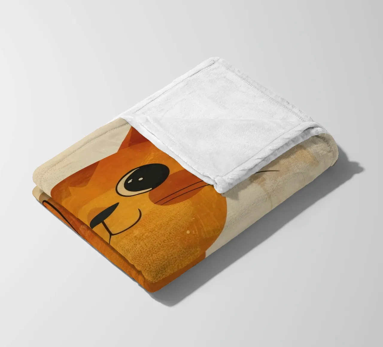 chat orange vif et joyeux avec de grands yeux et un visage heureux plaid polaire de DesignDoodle