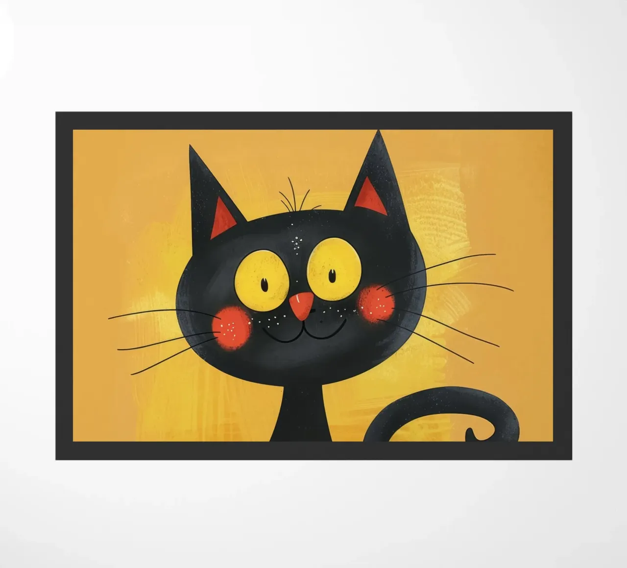 affascinante gatto nero con occhi gialli, che emana un'aria stravagante. zerbino da DesignDoodle