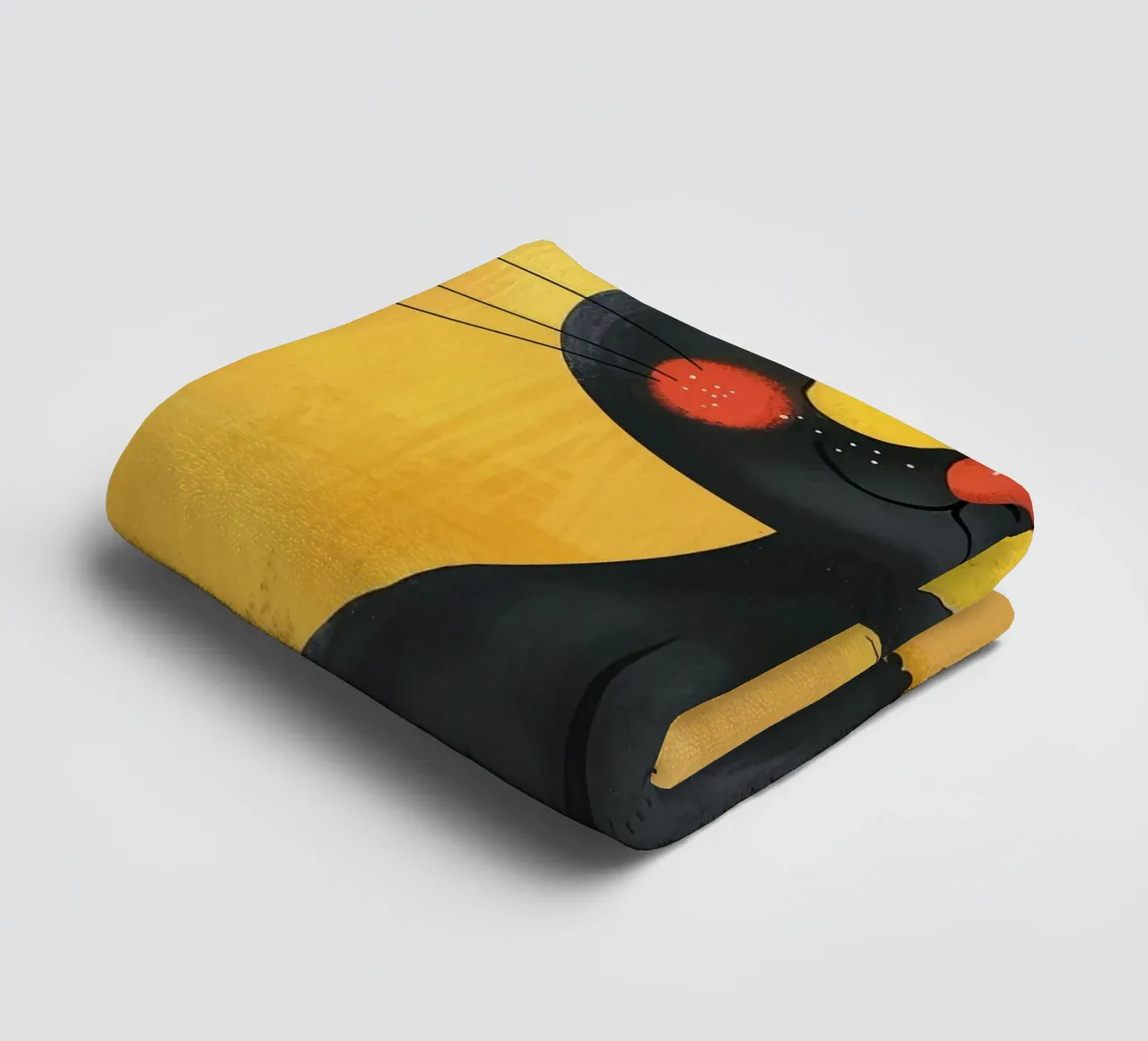 charming black cat with yellow eyes, giving off a whimsical towel by DesignDoodle