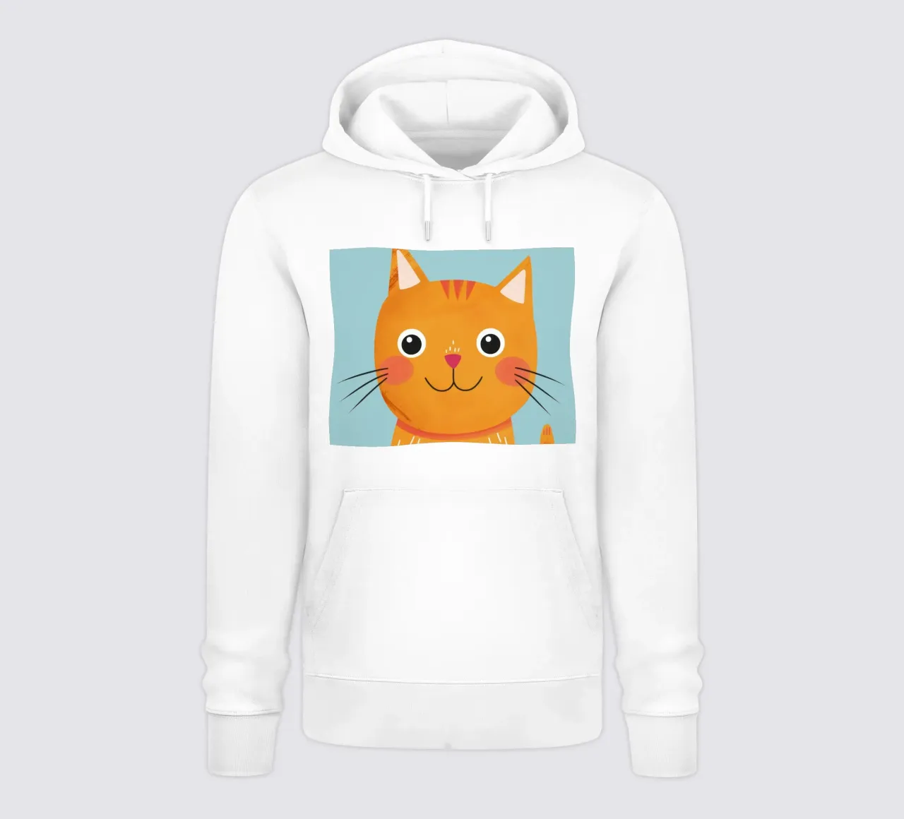 soriano arancione giocherellone con uno sguardo audace e felice felpa con cappuccio da DesignDoodle