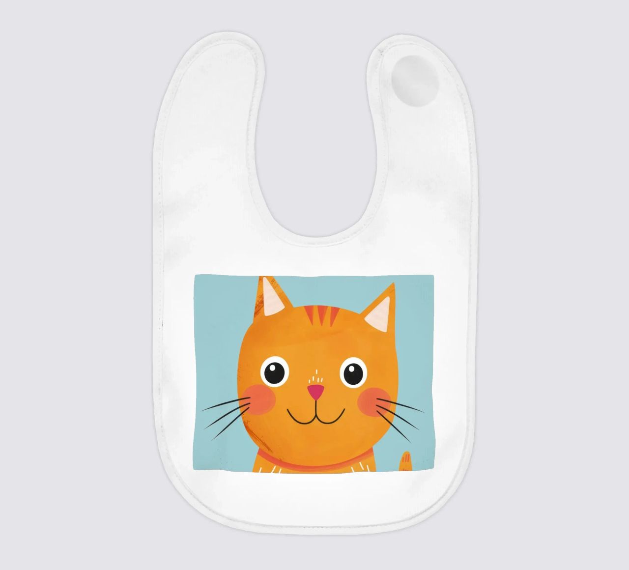 soriano arancione giocherellone con uno sguardo audace e felice bavaglino da DesignDoodle