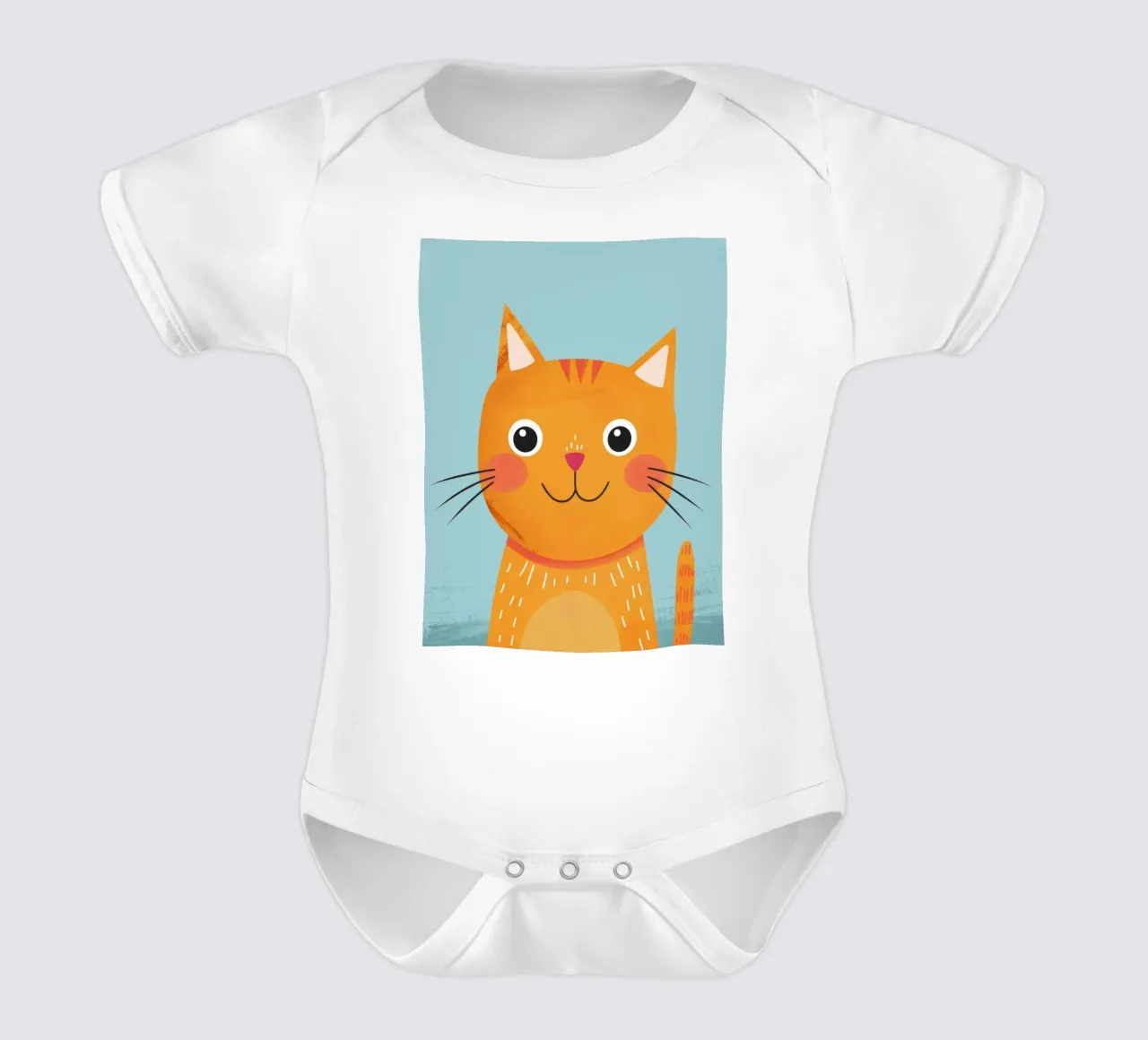 soriano arancione giocherellone con uno sguardo audace e felice body neonato maniche corte da DesignDoodle