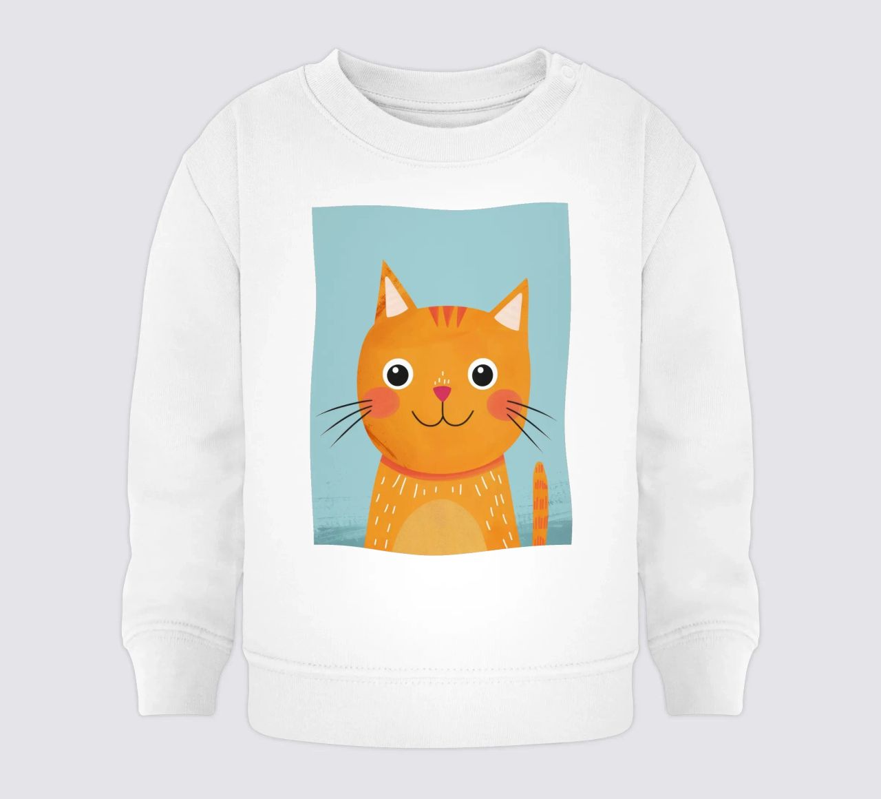 soriano arancione giocherellone con uno sguardo audace e felice felpa neonato da DesignDoodle