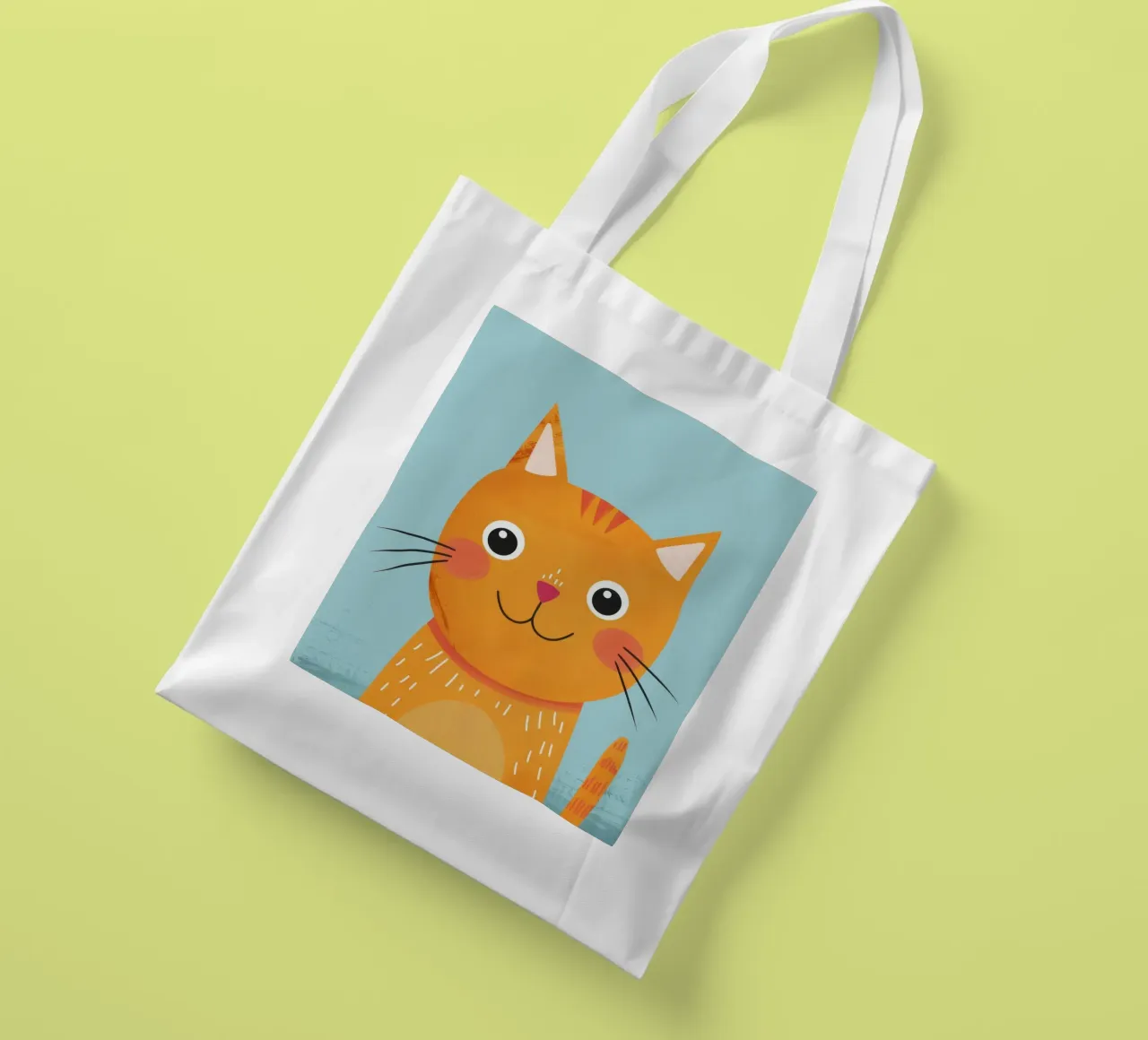 soriano arancione giocherellone con uno sguardo audace e felice borsa in juta da DesignDoodle