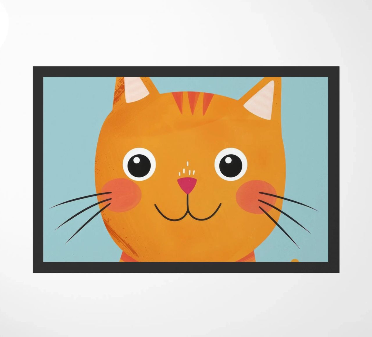 soriano arancione giocherellone con uno sguardo audace e felice zerbino da DesignDoodle