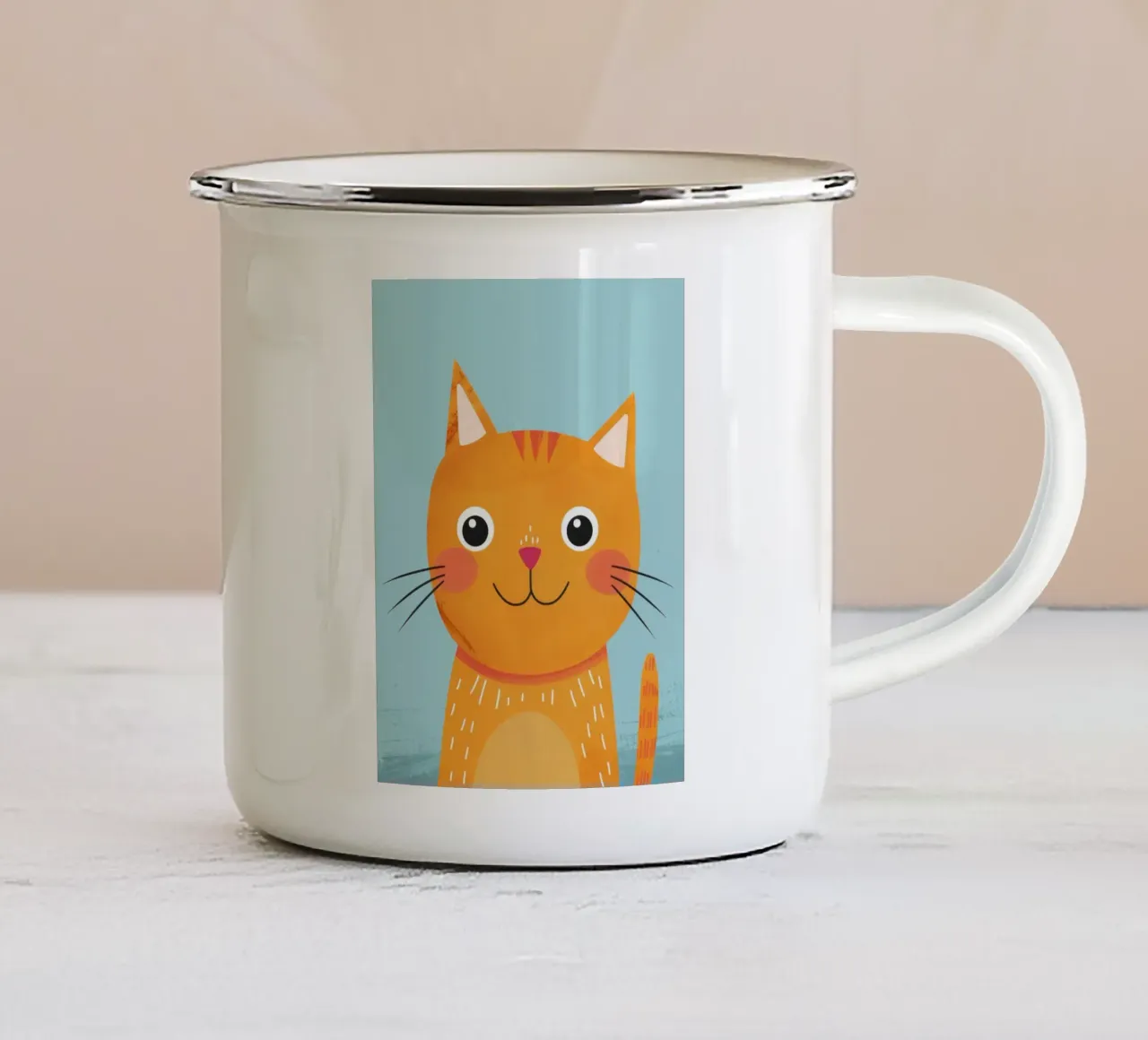 juguetón atigrado naranja de mirada audaz y alegre taza de esmalte de DesignDoodle