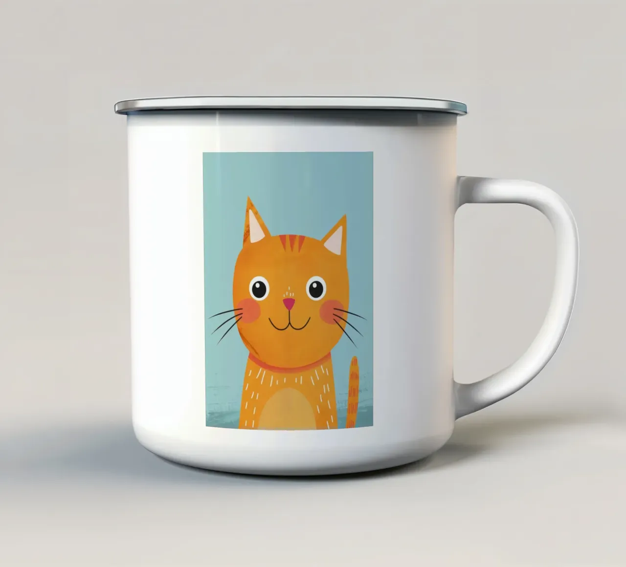 juguetón atigrado naranja de mirada audaz y alegre taza de esmalte de DesignDoodle