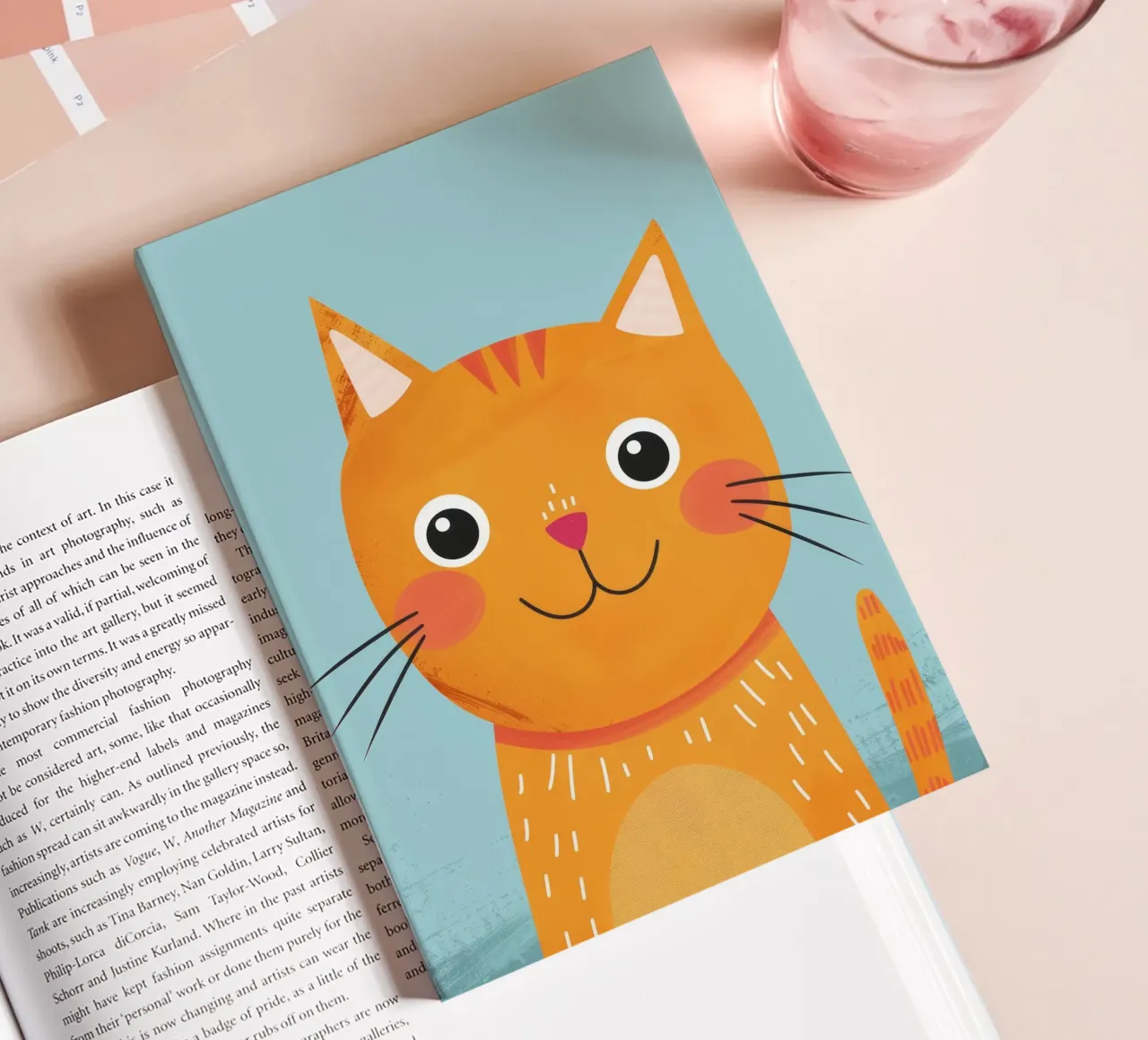 playful orange tabby with a bold, happy look notebook by DesignDoodle
