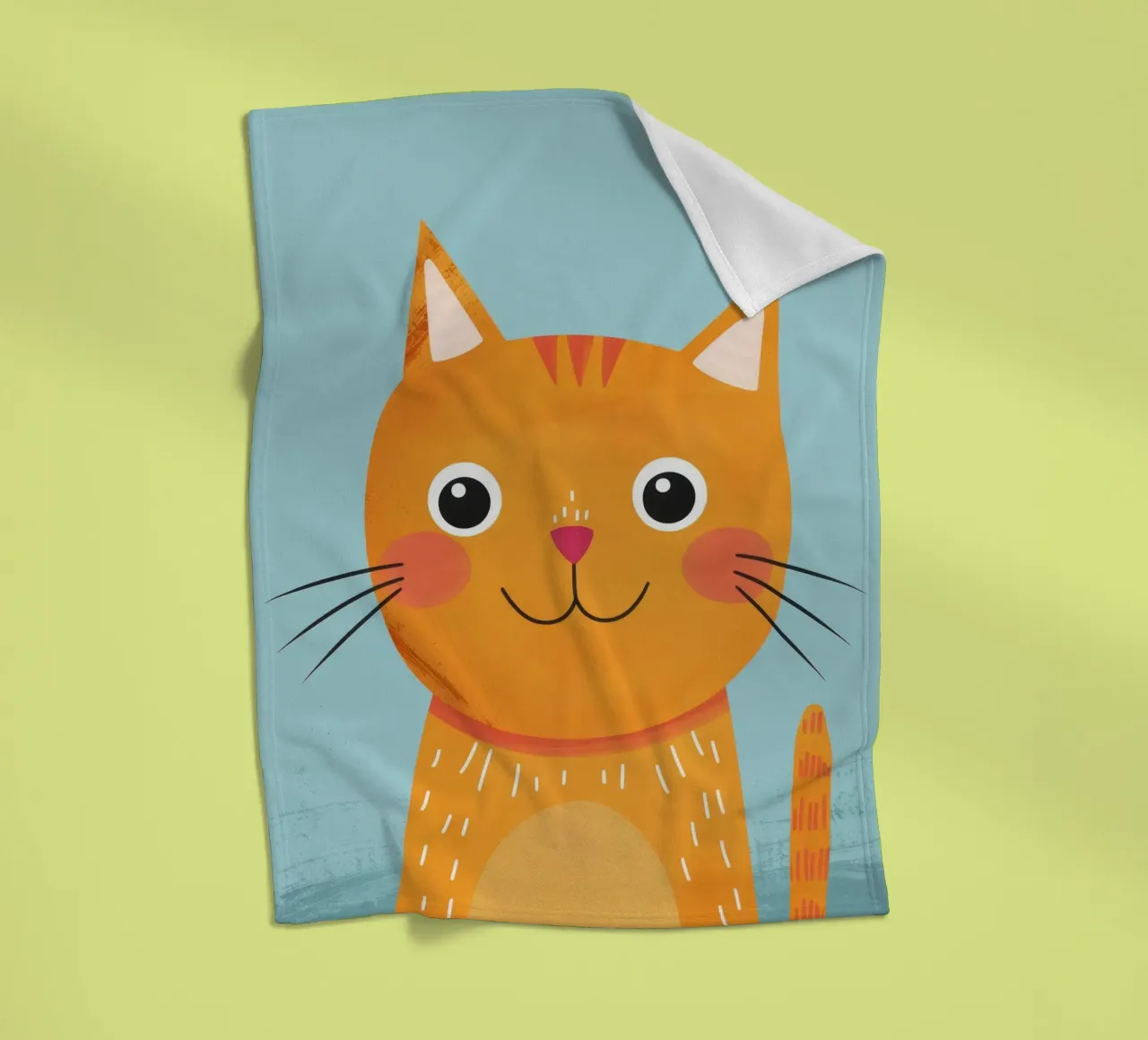 soriano arancione giocherellone con uno sguardo audace e felice coperta in pile da DesignDoodle