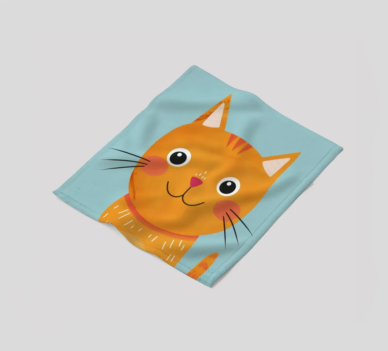 soriano arancione giocherellone con uno sguardo audace e felice coperta in pile da DesignDoodle
