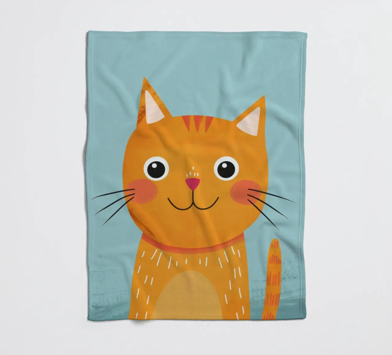 soriano arancione giocherellone con uno sguardo audace e felice coperta in pile da DesignDoodle