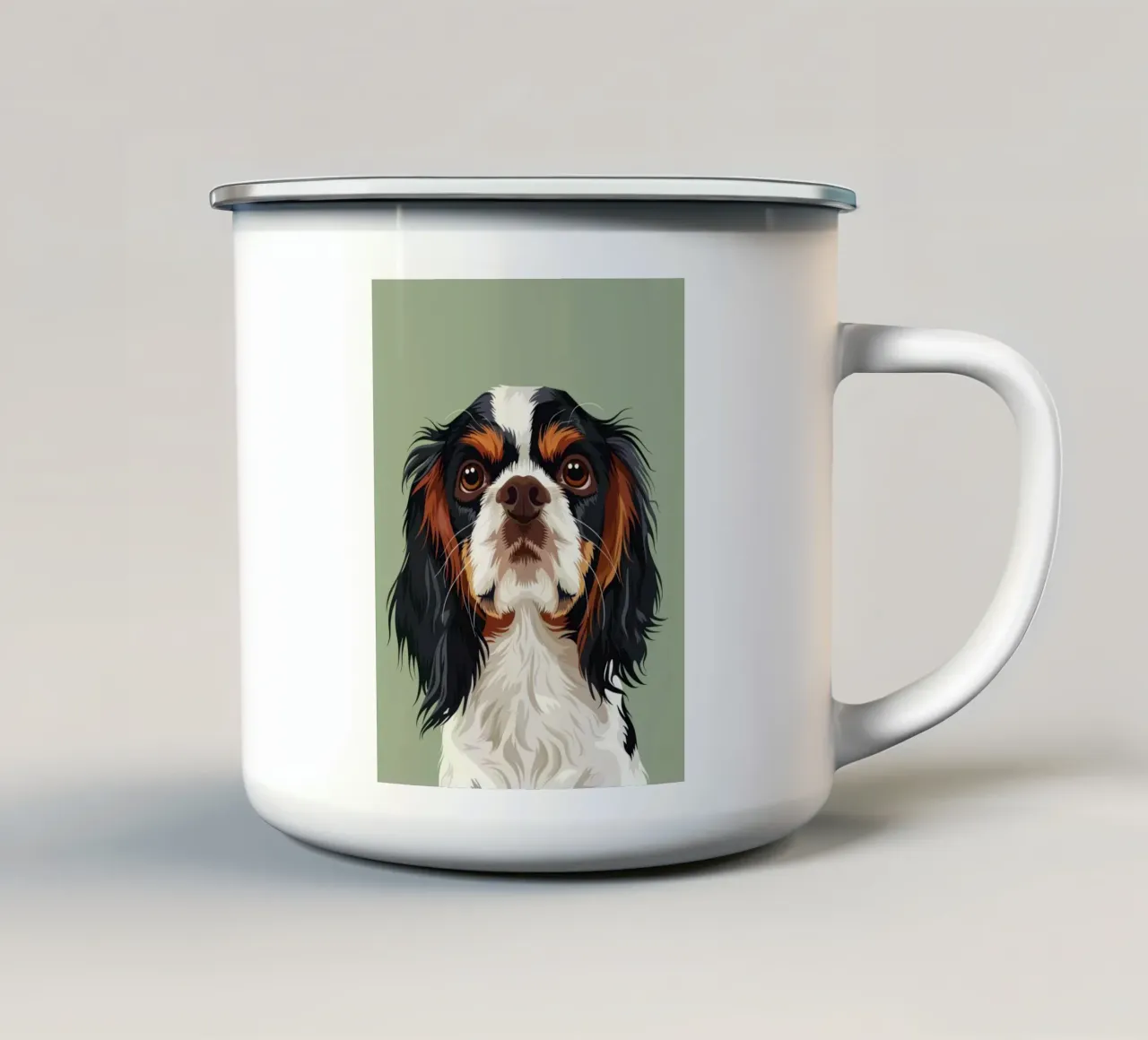 Cavalier King Charles Spaniel che mette in evidenza la nobiltà della razza tazza in smalto da DesignDoodle