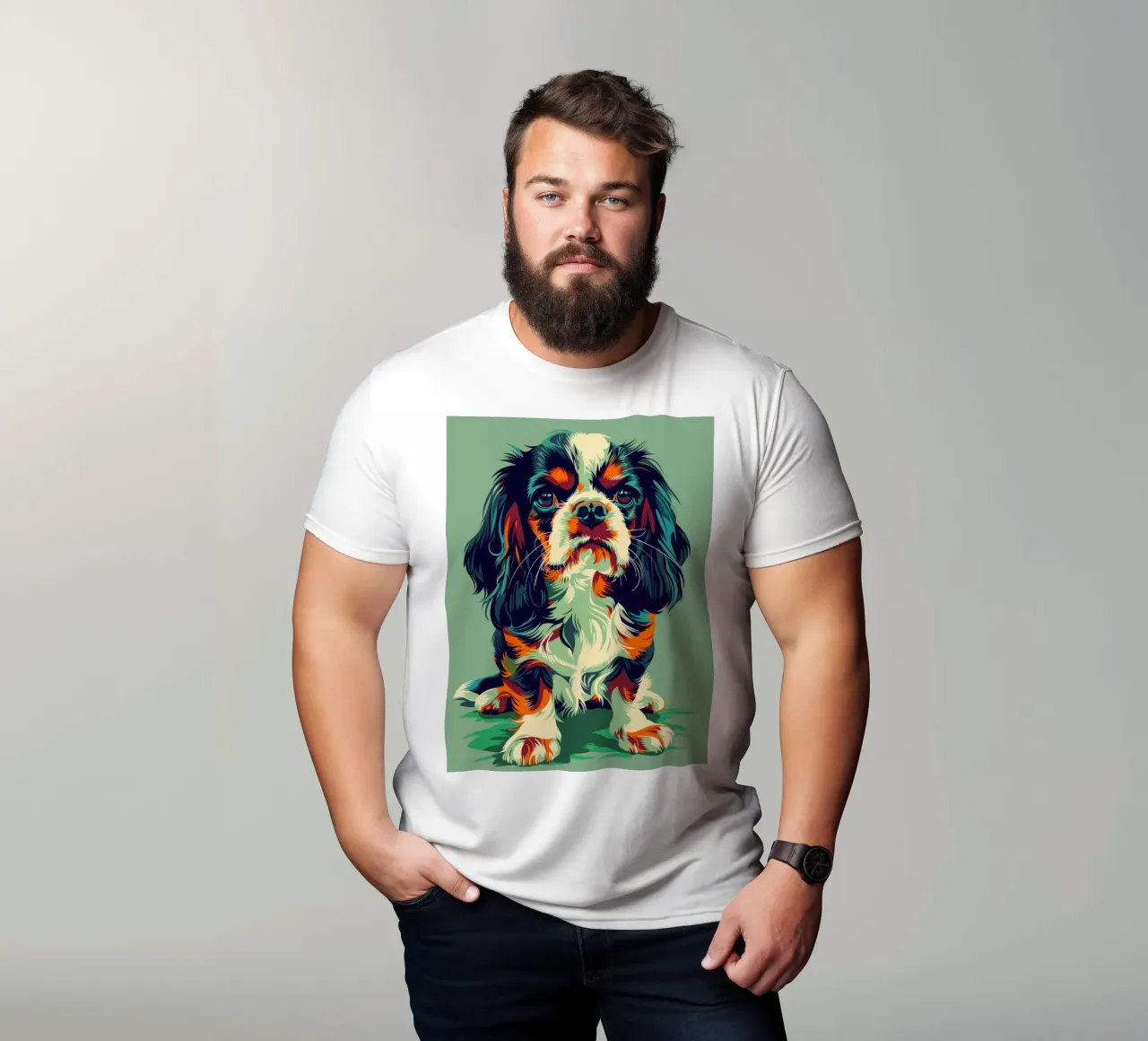Cavalier King Charles colorato t-shirt da DesignDoodle