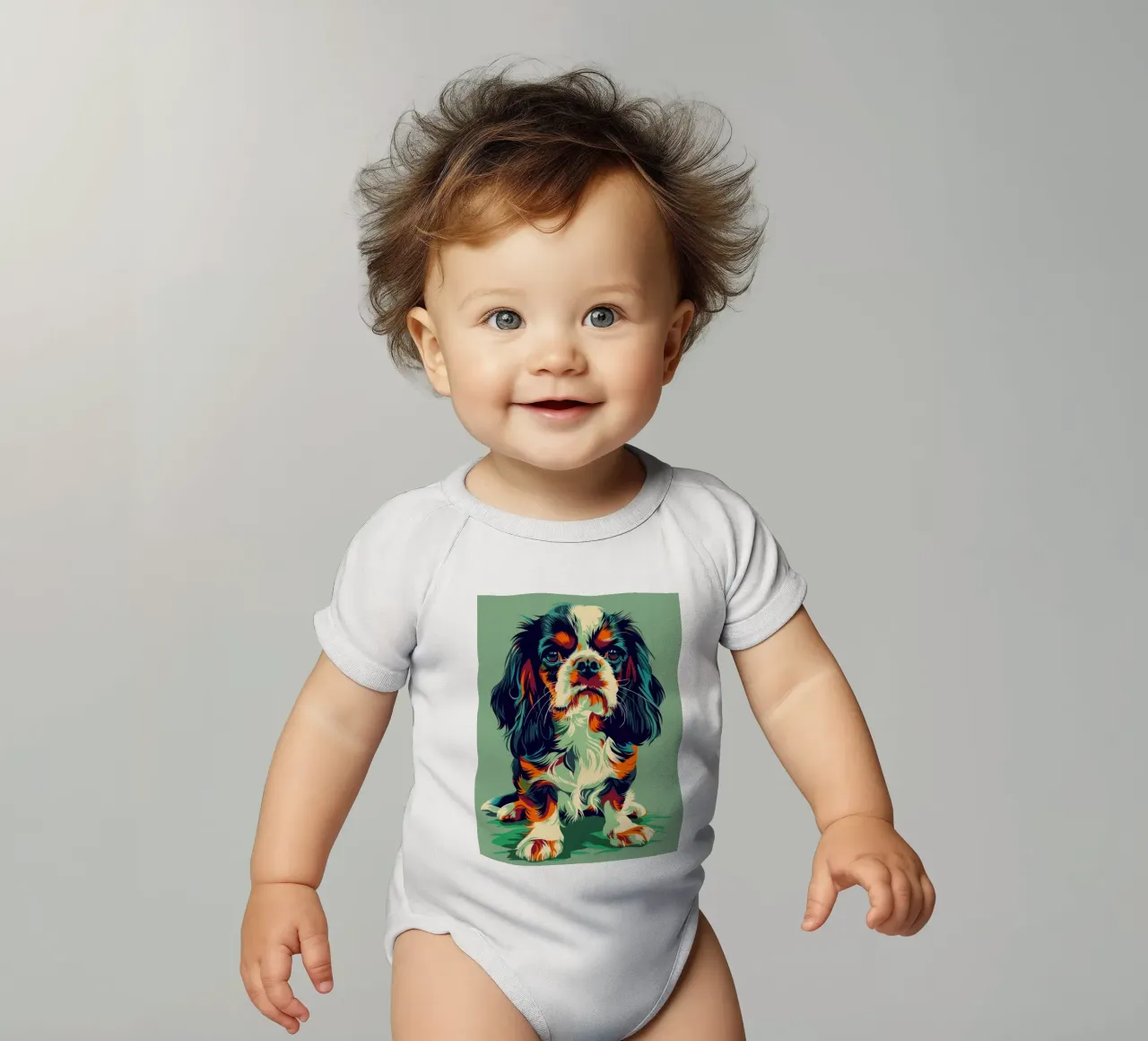 Cavalier King Charles colorato body neonato maniche corte da DesignDoodle
