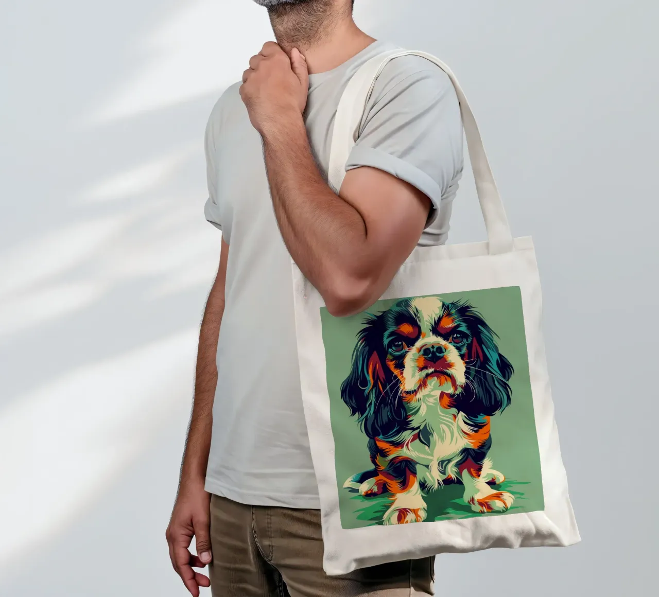 Cavalier King Charles colorato borsa in juta da DesignDoodle