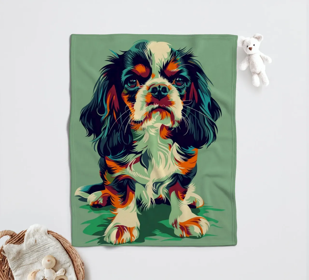 Cavalier King Charles colorato coperta in pile da DesignDoodle