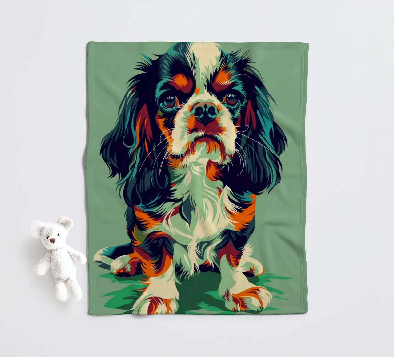 Cavalier King Charles colorato coperta in pile da DesignDoodle