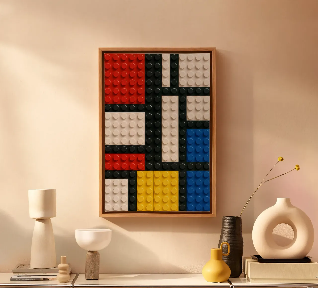 L'astrazione del mattone di Mondrian tela con Cornice a cassetta da KUNSTstück