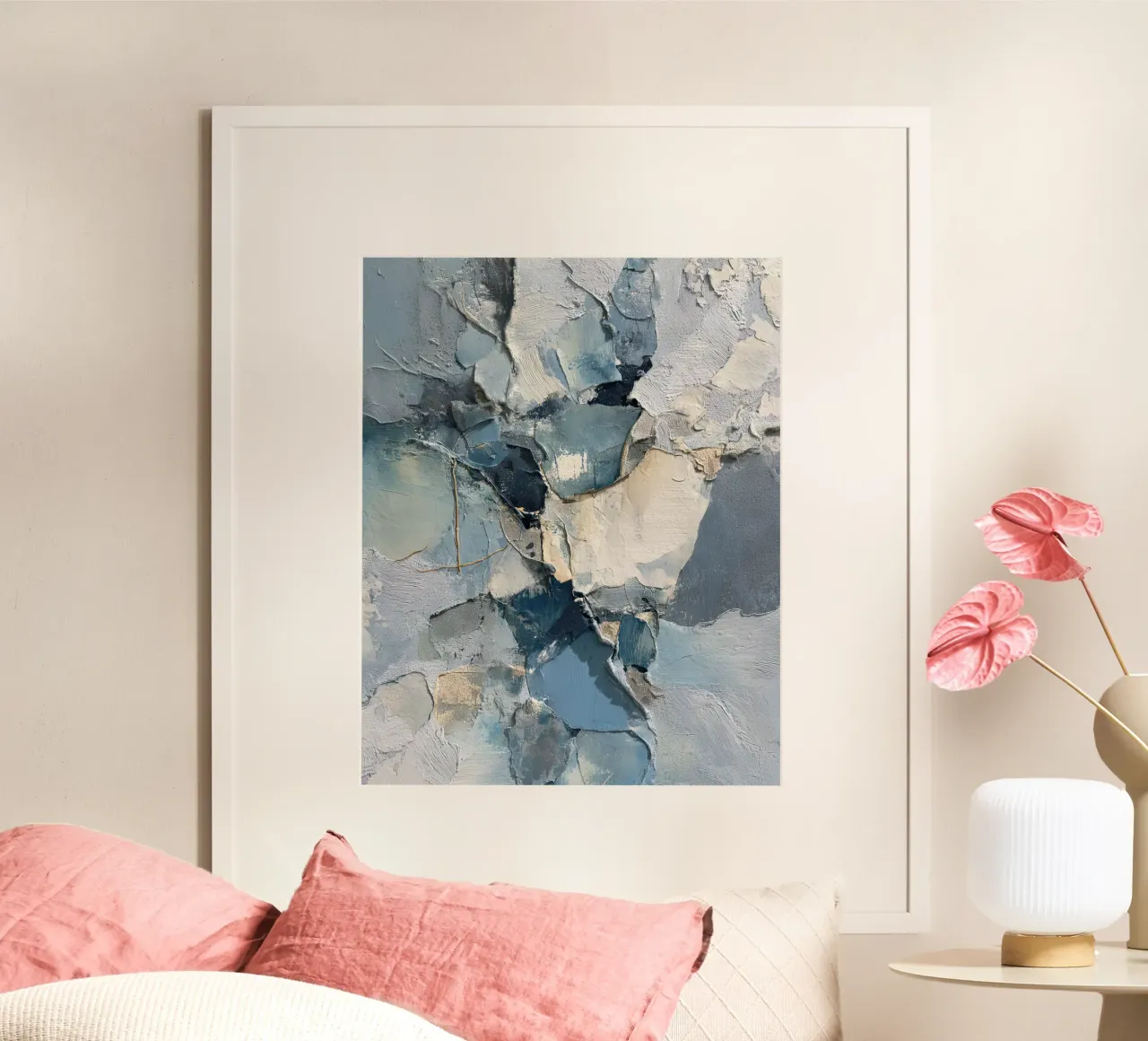 Blaue abstrakte Wandkunst mit Textur Poster von Artbyvo