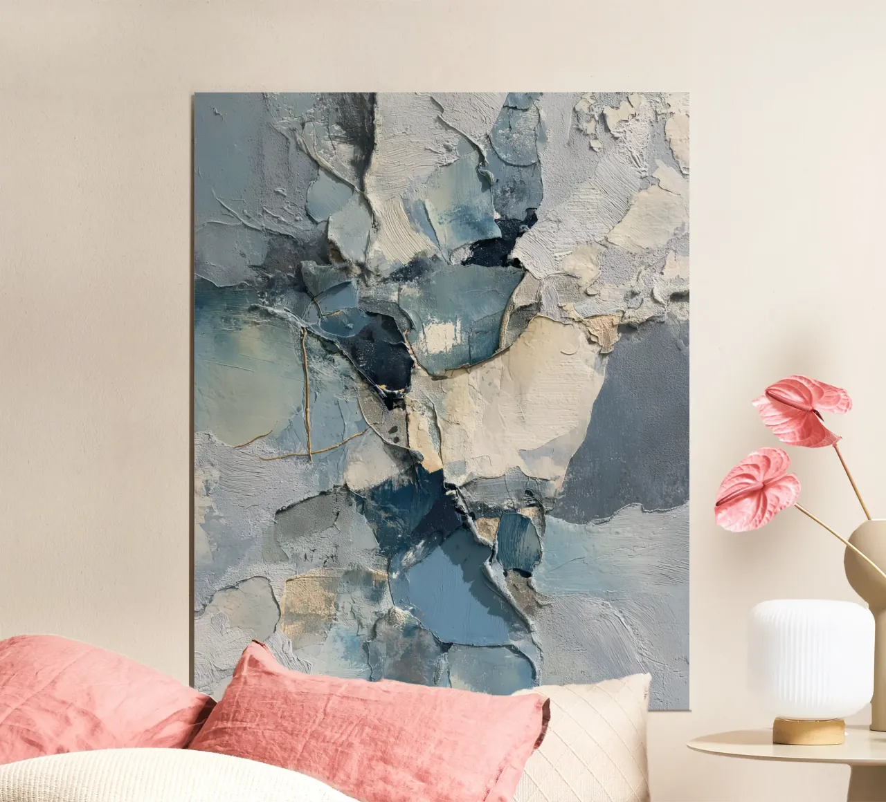 Blaue abstrakte Wandkunst mit Textur Poster von Artbyvo