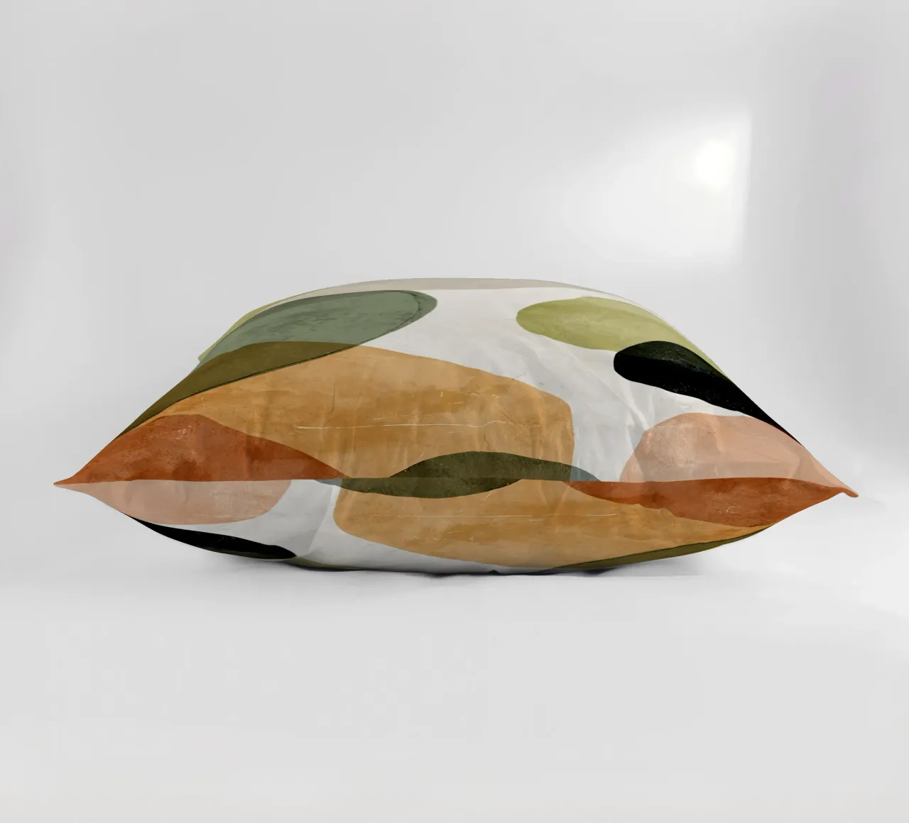Warm Overlapping Organic Forms Abstract Print decorative cushion by Artbyvo