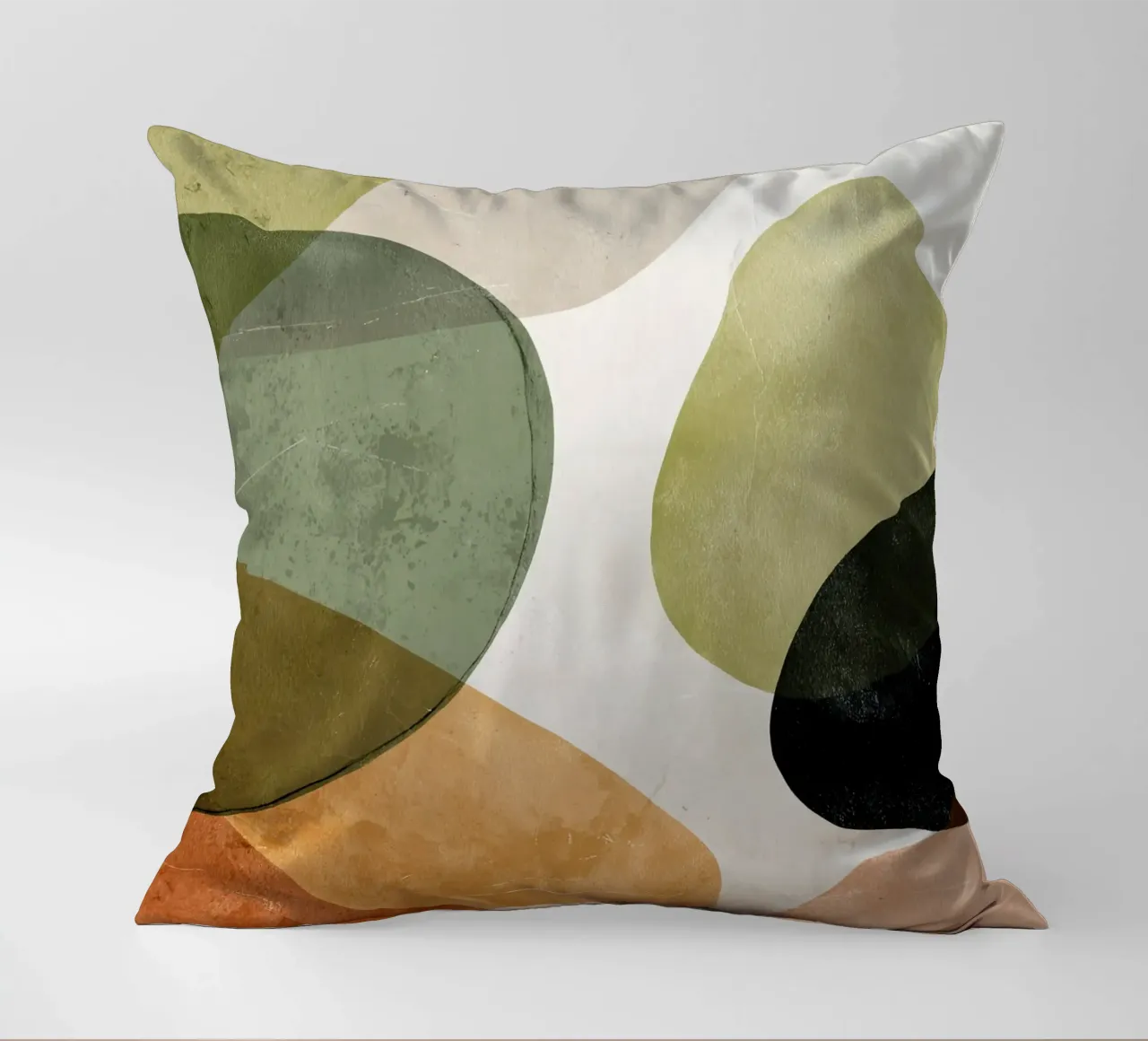 Warm Overlapping Organic Forms Abstract Print decorative cushion by Artbyvo