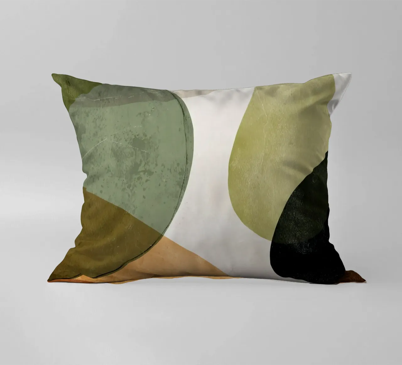 Warm Overlapping Organic Forms Abstract Print decorative cushion by Artbyvo