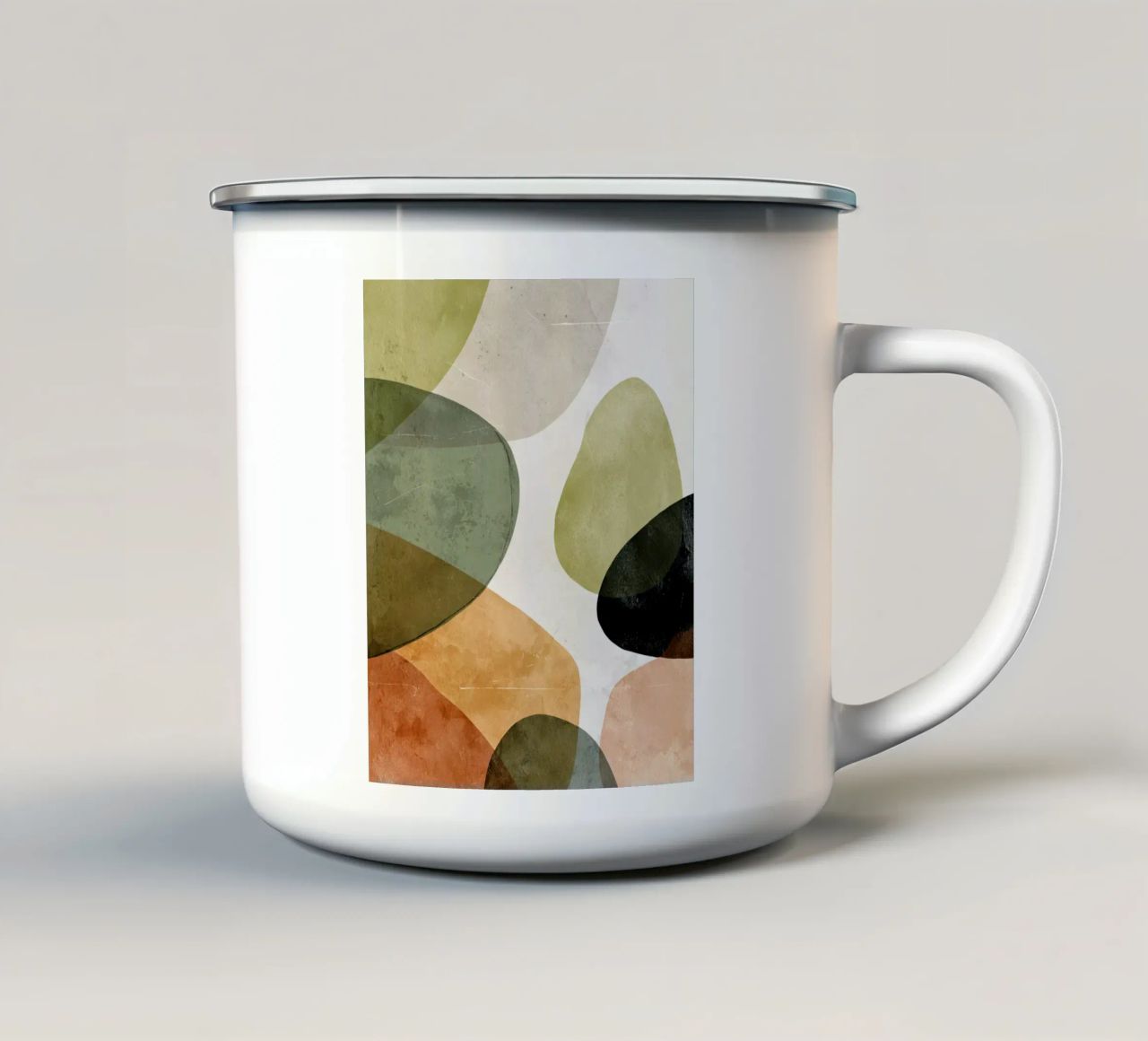 Warme Overlappende Organische Vormen Abstracte Print emaille mok van Artbyvo
