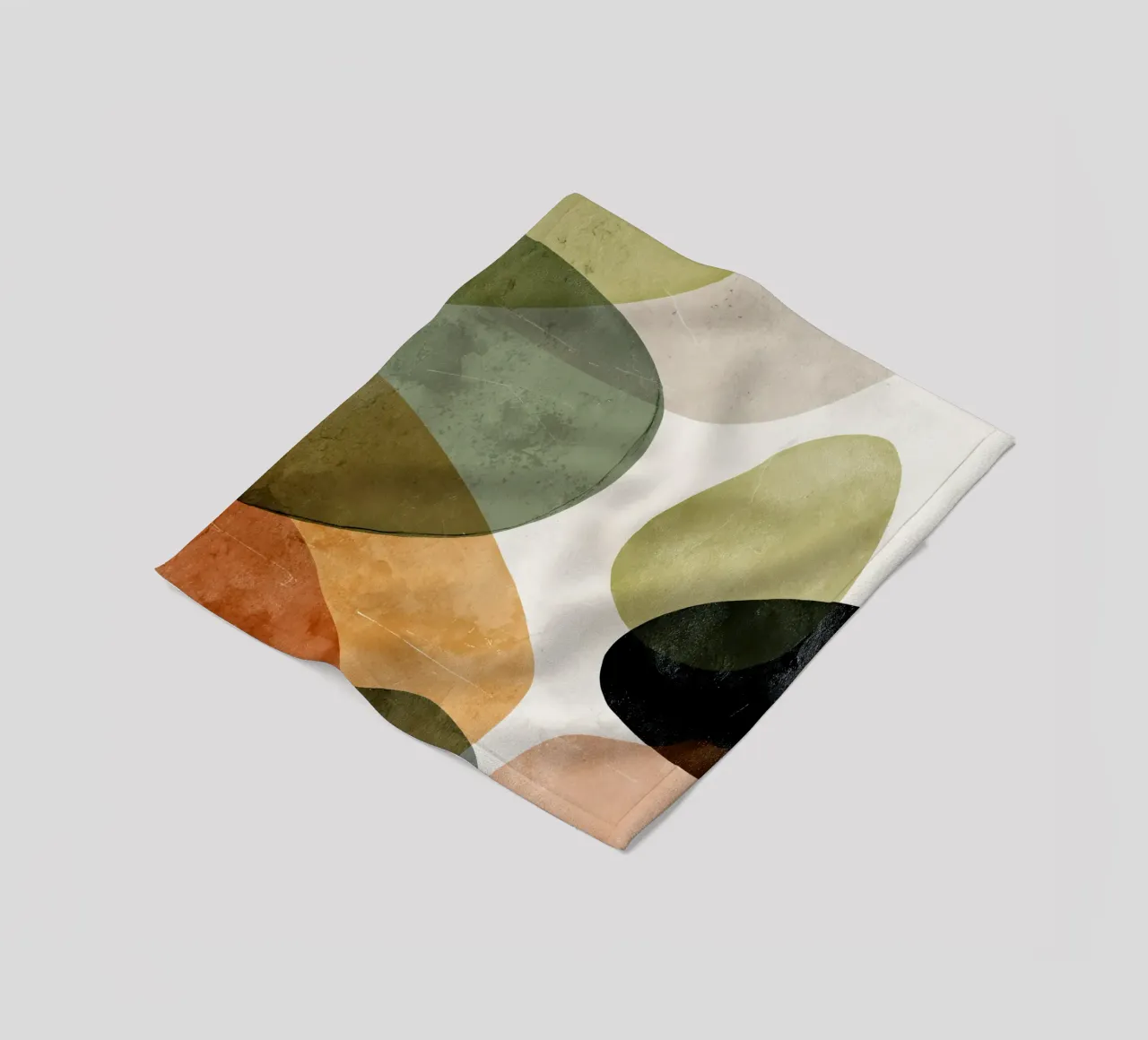 Warm Overlapping Organic Forms Abstract Print fleece blanket by Artbyvo