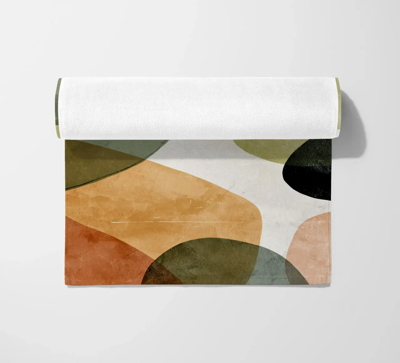 Warm Overlapping Organic Forms Abstract Print beach towel by Artbyvo