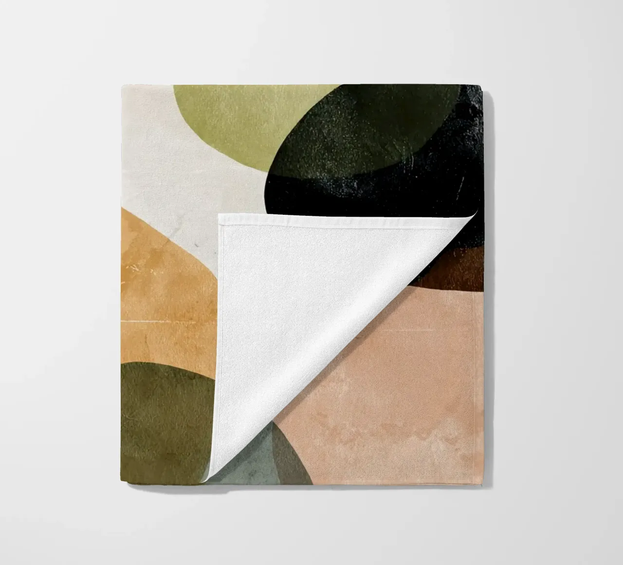 Warm Overlapping Organic Forms Abstract Print beach towel by Artbyvo