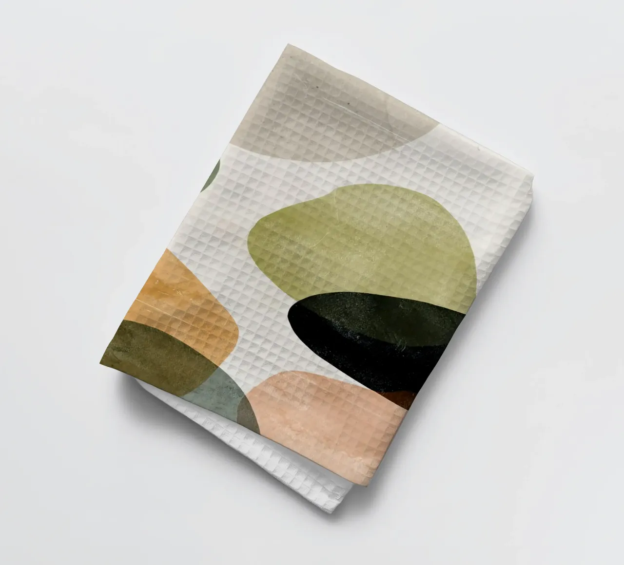 Warm Overlapping Organic Forms Abstract Print tea towel by Artbyvo