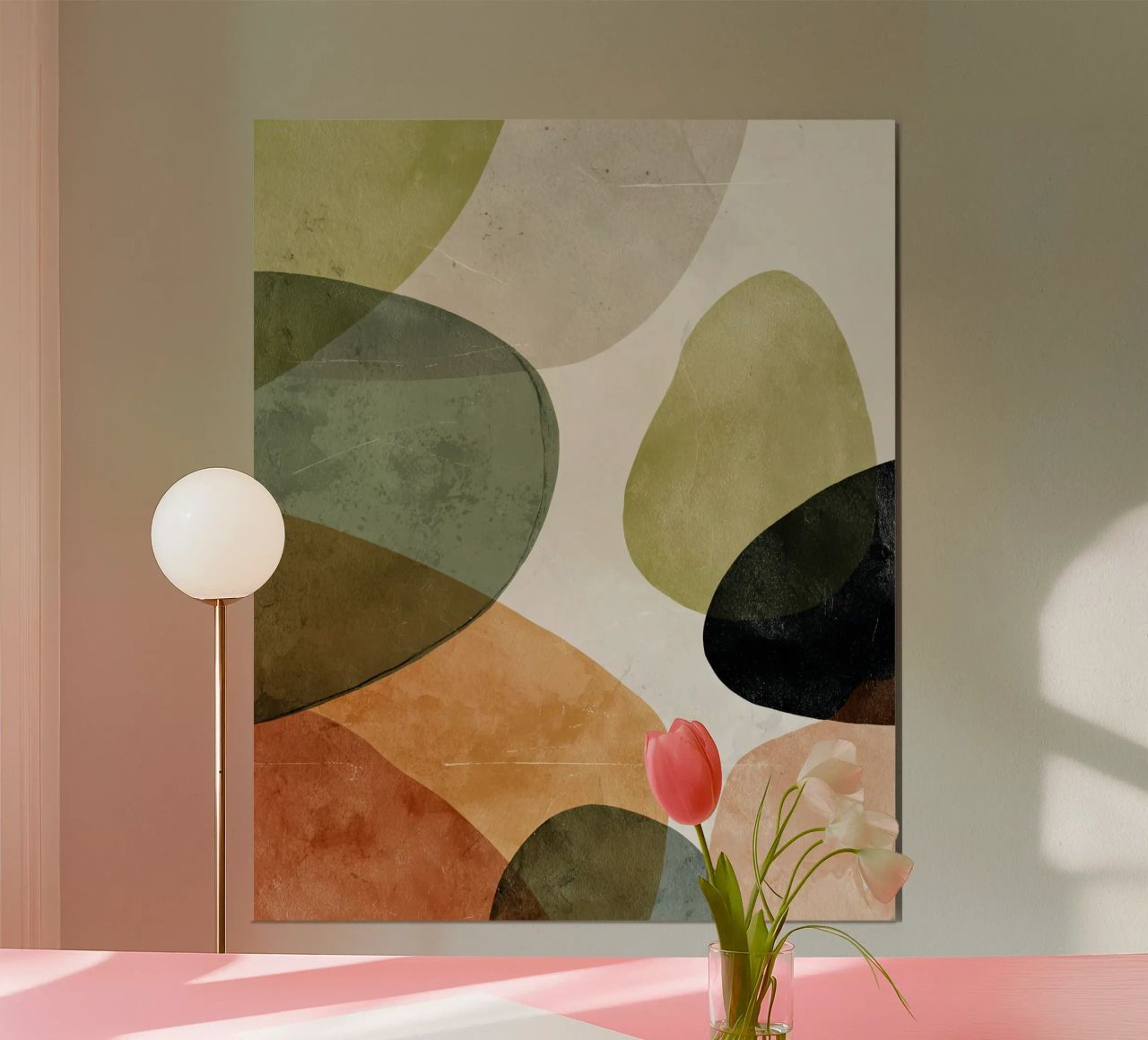 Warm Overlapping Organic Forms Abstract Print hahnemühle by Artbyvo