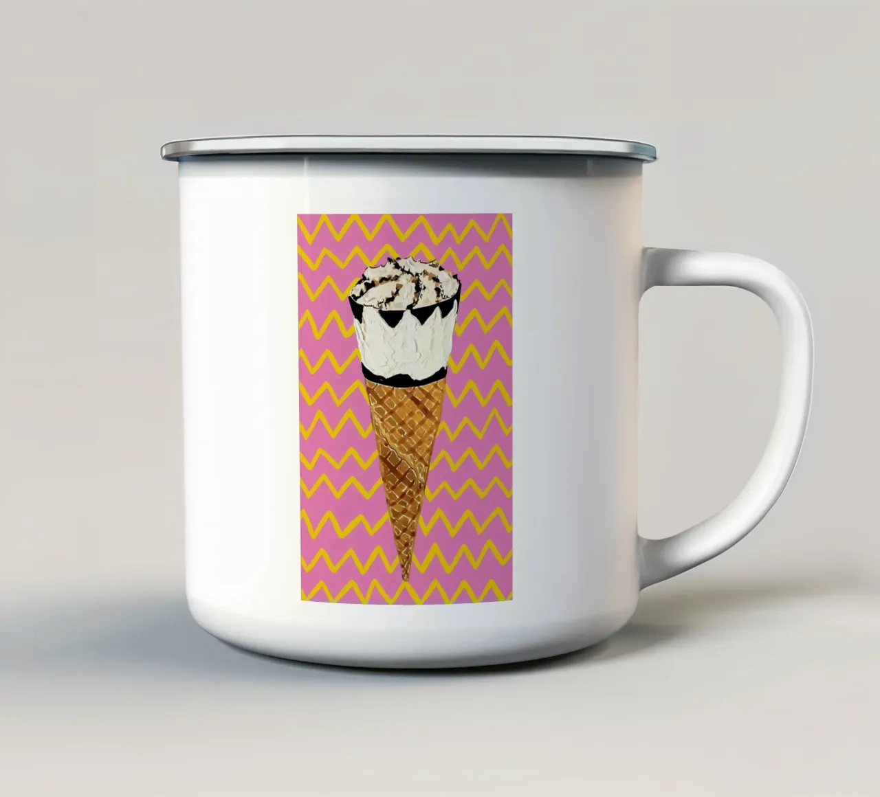 Cornetto Pink Zigzag tazza in smalto da Alice Straker