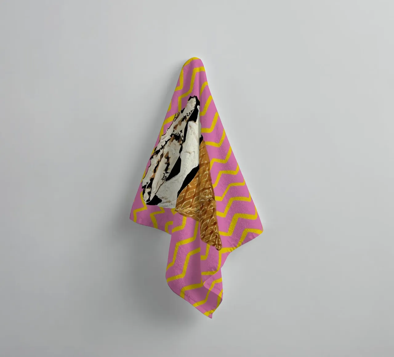 Cornetto Pink Zigzag towel by Alice Straker