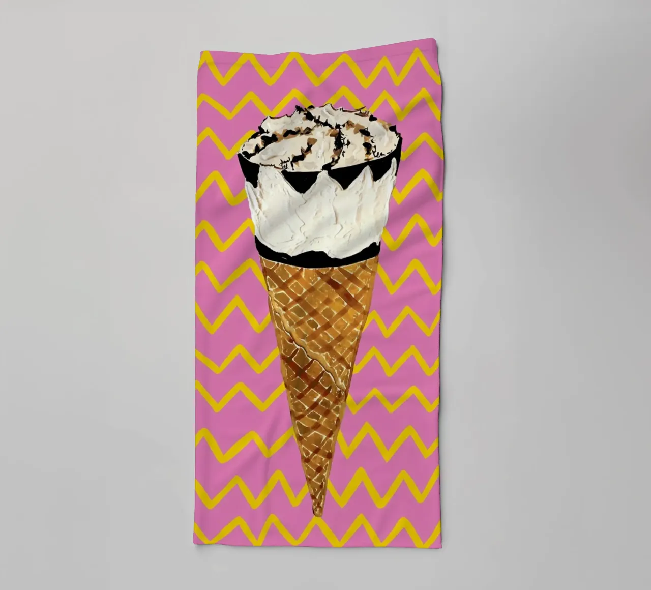 Cornetto Pink Zigzag towel by Alice Straker