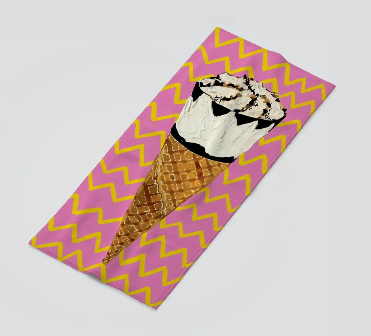 Cornetto Pink Zigzag beach towel by Alice Straker