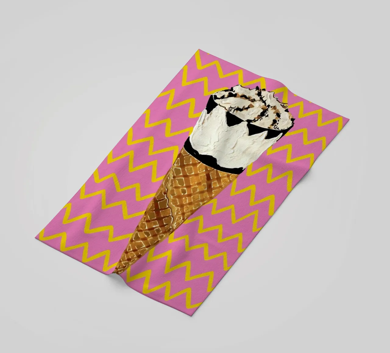 Cornetto Pink Zigzag beach towel by Alice Straker